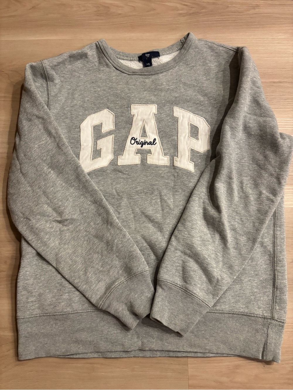 GAP Light Gray Crewneck Sweatshirt with White Lettering